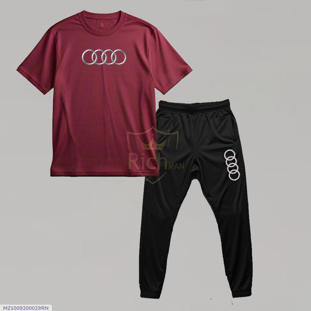 2 Pcs Men's Micro Printed Track Suit