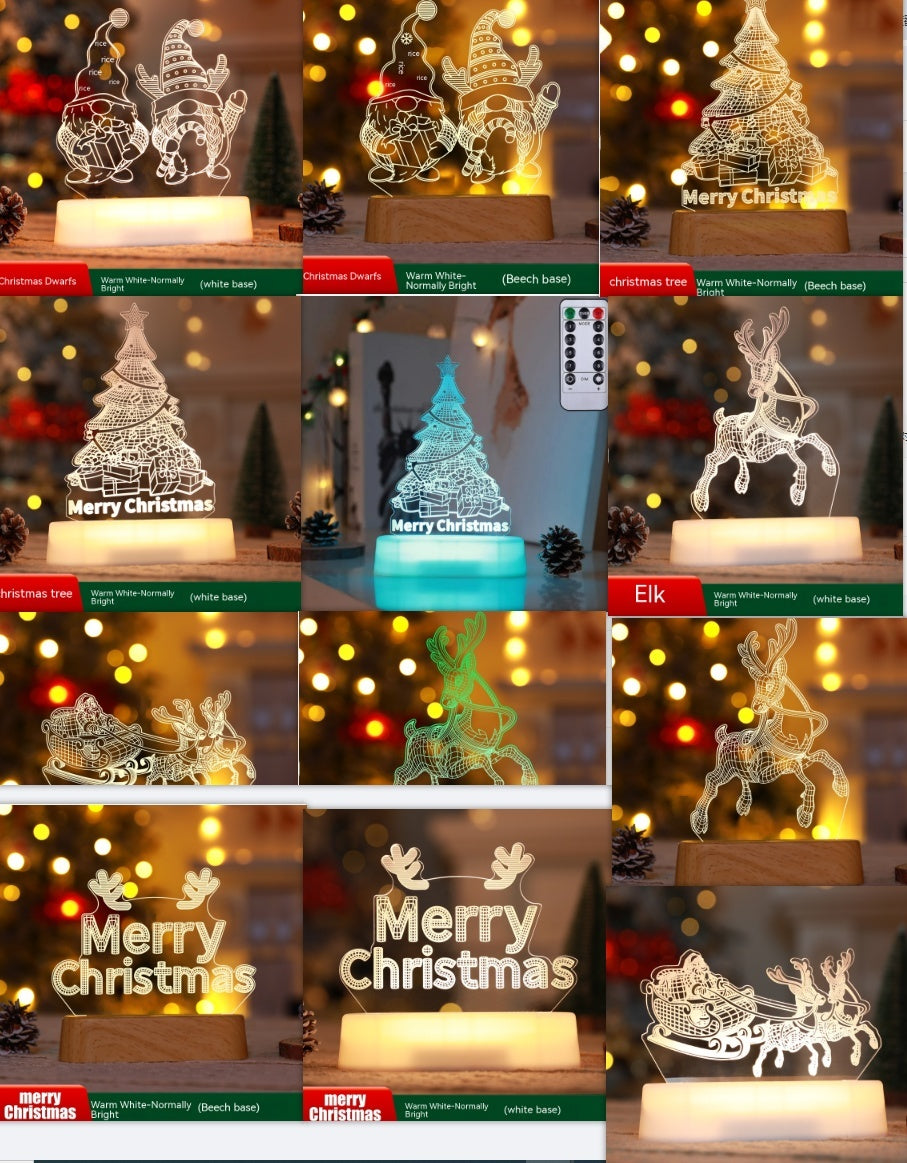 Christmas Decoration 3D Lamp Acrylic LED Lights