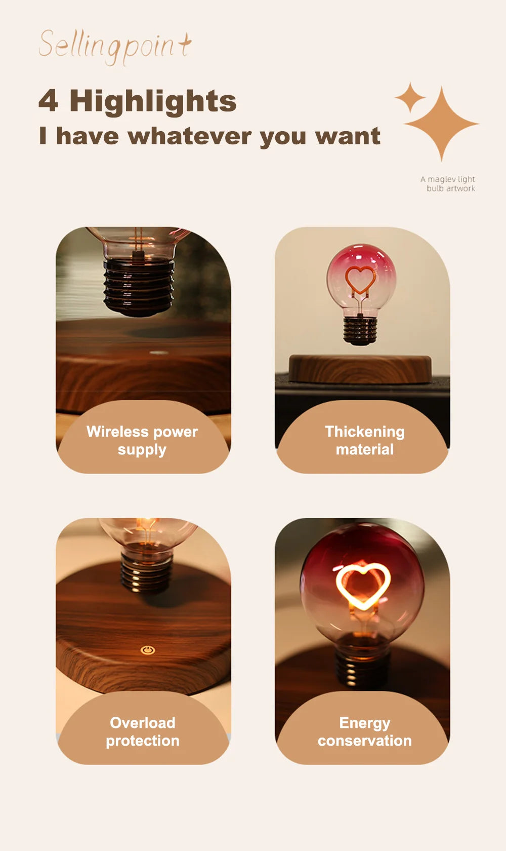 Levitating Heart LED Bulb Lamp